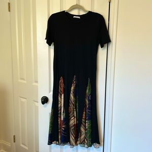 Zara long black dress with colorful panels sz M